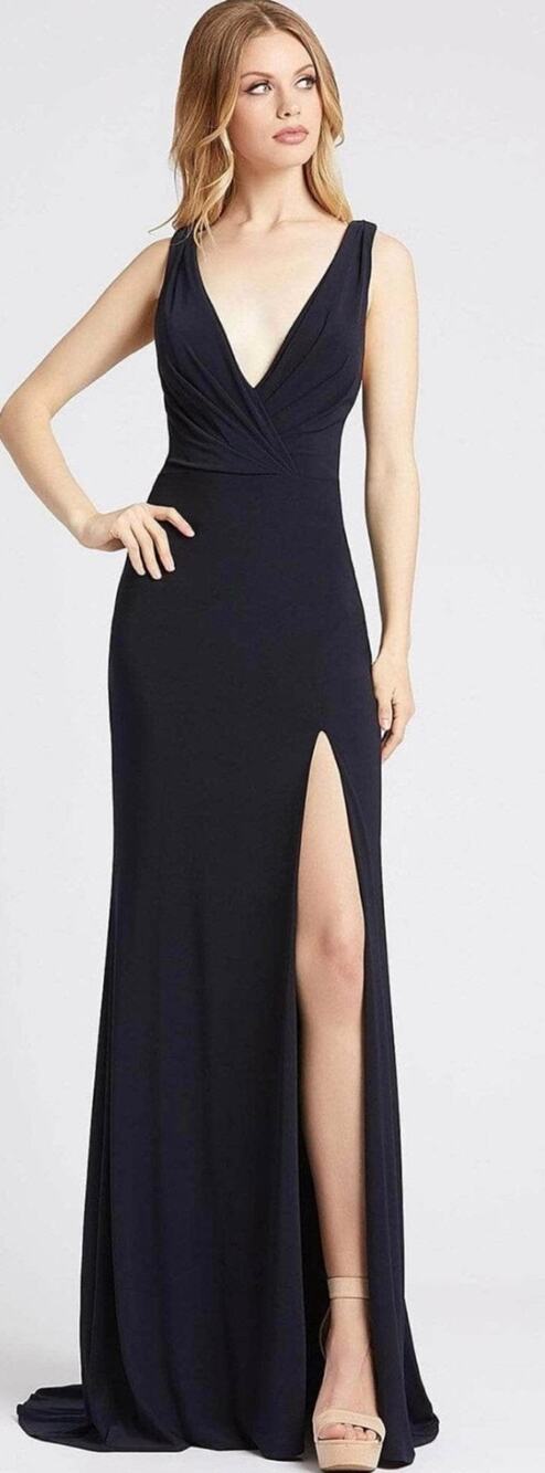 Ieena MacDuggal *In Navy* V Neck Maxi Dress US 4 Evening